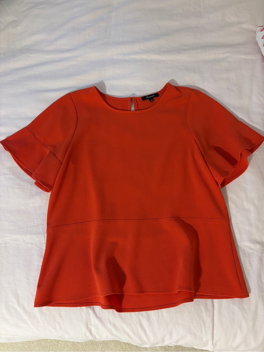Madewell Vibrant Orange Ruffle Sleeve Top